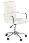 HM Scaun birou ergonomic, HM Gonzo 2, cadru cromat, tapiterie piele ecologica, mecanism de balans, roti pivotante, 90 kg, alb (00002498-4761)