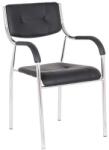 UNIC Scaun vizitator GN cu manere, cadru cromat, piele ecologica, 150 kg, negru (00002638)