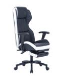 UNIC Scaun directorial GN77 Kronos, suport picioare retractabil, mecanism multiblock, piele ecologica, baza metalica, 100 kg, negru alb (3-4288)