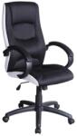SL Scaun directorial SL Q041, Inaltime ajustabila, Mecanism balansare, Stofa cu insertii de piele ecologica, 100 Kg, Alb Negru (00002176)