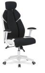 HM Scaun directorial HM Chrono, piele ecologica stofa, suport lombar, tetiera reglabila, 120 kg, alb negru (00002368)