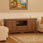 Vamy Comoda living VMT2, Pal Melaminat, cu 2 usi, sertar, cu elemente din MDF, Nuc (00003950) Comoda