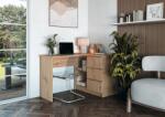 HM Birou pe colt HM Bega, blat PAL, 3 sertare, 2 rafturi, design modern, stejar artizanal (00004225)