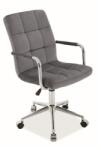 SL Scaun birou copii velvet SL Q022, baza cromata, inaltime reglabila, rotire 360 , cu brate, 90 kg, gri (00003378)