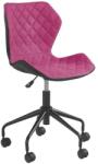 HM Scaun birou copii HM Matrix, Ergonomic, Cadru Metalic, Stofa Piele ecologica, Roti pivotante, 100 Kg, Negru Roz (00002334)
