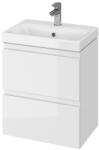 CS Baza si lavoar ceramic CS9731, mobilier baie suspendat 50 cm, dreptunghiular, front MDF, 2 sertare, glisiere soft close, alb (00003591)