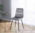 ABC Scaun de living si bucatarie cu cadru metalic, AB37 ergonomic, catifea, 89x44x43 cm, 100 Kg, Gri (00004082)