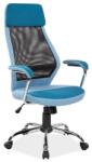 SL Scaun directorial cu suport lombar, SL Q336, tapiterie mesh si stofa, cadru cromat, tetiera incorporata, mecanism balans, 100 kg, albastru (00002801)