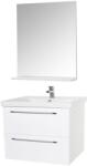 BD Set mobilier baie suspendat, cu lavoar ceramic, GN0541, front MDF, 60 cm, 2 sertare, glisiere soft close si oglinda cu polita GN0671, dreptunghiulara, PAL, alb (S3465,3424)