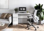 HM Birou cu suport glisant tastatura HM Cino, blat PAL, sertare, organizare office, design modern, alb (00004286)