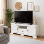 Vamy Comoda living VMT2, Pal Melaminat, cu 2 usi, sertar, cu elemente din MDF, Alb Antichizat (00003949) Comoda