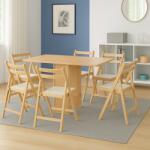CEGIM Set masa plianta Practic, bucatarie si living, Pal Melaminat, insertii lemn masiv, colturi rotunjite, 120x74x75 cm si 6 scaune pliante, tapitate, piele ecologica, fag (S22,129x6-315)