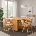 CEGIM Set masa plianta cu spatiu depozitare, usa si sertar, Pal Melaminat, 160x96x80 cm si 6 scaune pliante lemn, tapitate cu piele ecologica, fag (S155,129x6-167)