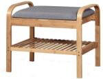 HM Banca pentru hol cu suport pantofi HM ST12, lemn masiv, stofa, capacitate 4 perechi, gri natur (00003319) Pantofar