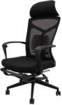 ABC Scaun ergonomic cu suport picioare AB097, mesh, suport lombar, spatar rabatabil, 120 kg, negru (00004054)