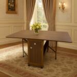 CEGIM Masa plianta cu spatiu depozitare, usa si sertar, Pal Melaminat, structura lemn masiv, cu role, 8 persoane, 160x96x80 cm, nuc (00003644-3292)