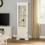 Vamy Vitrina living VMW1, 2 usi, 4 polite, Pal melaminat, cu insertii MDF, Alb Antichizat (00003927) Comoda