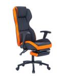 UNIC Scaun directorial GN77 Kronos, suport picioare retractabil, mecanism multiblock, piele ecologica, baza metalica, 100 kg, negru portocaliu (3-4289)