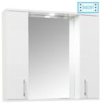 BD Oglinda baie cu dulap GN0201, dreptunghiulara, PAL Lucios, iluminare led, 4 rafturi, 80 cm, alb (00003529)