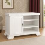 Vamy Comoda living VMT, Pal Melaminat, cu o usa, 3 polite, cu elemente din MDF, Alb Antichizat (00003947) Comoda