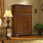 Vamy Comoda living VM5, o usa rabatabila pentru bar, 2 usi fixe, Pal Melaminat, cu elemente din MDF, Nuc (00003946) Comoda