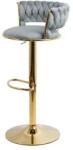 XACT Scaun de bar ABS118, catifea, suport picioare, metal cromat auriu, rotatie 360 grade, 100 kg (4236-3525)