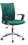 HM Scaun birou copii HM Doral, tapiterie stofa tip catifea, baza cromata, cu brate, rotativ, 90 kg, verde inchis (00003365)