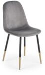 HM Scaun de living si bucatarie, HM K379, cadru metalic cu insertii aurii, stofa velvet, 88x45x48 cm, 100 kg, Gri (00003674)
