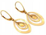 Lovrin Arany fülbevaló 585, lógó, mozgó ovális formák, angol kapcsos, áttört mintás mintás, 14 karátos
