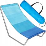 KRUMAD Napozóágy Összecsukható Strand Kerti Turista Fotel Kék Huzattal (Leżak ogrodowy KMDW35)