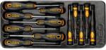 NEO TOOLS 84-247 műszerész precíziós csavarhúzó készlet, 12 részes, műhelykocsi tálcával (84-247)