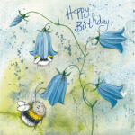 Alex Clark Képeslap Alex Clark borítékkal, 14x14 cm, harangvirág méhekkel (AC598)