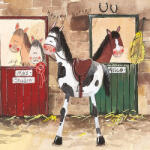 Alex Clark Képeslap Alex Clark borítékkal, 14x14 cm, Lovak istállóban (AC17)