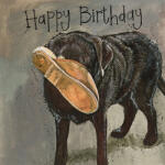 Alex Clark Képeslap Alex Clark borítékkal, 14x14 cm, Labrador papuccsal HBD (AC817)