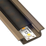 Lumines Type-Z Barna - Süllyeszthető LED szalagos alu profil (Fekete búrával) (LUMINES-Z2-I + LUMINESB-K2020-PMCZ (2,02m/pcs))