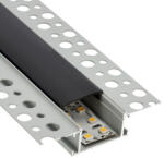 ANRO LED Profile ALP-013 Ezüst - Gipszkartonba süllyeszthető alu profil LED szalaghoz (Fekete búrával) (LP305N - LP305-BLACKC)