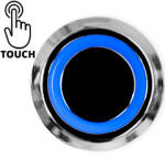 V-TAC Bútorba építhető érintőkapcsoló és dimmer kék LED világítással (60W) - króm, DC csatlakozó ( 3341)