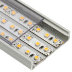 Lumines SOLIS Ezüst - Függeszthető széles lapos U alakú alu profil LED szalaghoz (Átlátszó PVC búrával) (LUMINES-SOLIS2-S + LUMINESW-K2020-T PVC)