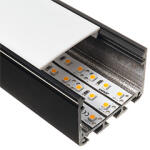 Lumines ILEDO Fekete - Alu XXL U profil LED szalaghoz, függeszthető (Opál PMMA búrával) (LUMINES-ILEDO2-CZ + LUMINESW-K2020-PMML (2,02 m))