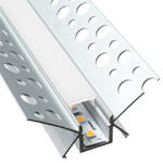 ANRO LED Profile ALP-018 Ezüst - Gipszkarton belső sarok világításhoz glettelhető alu profil (Opál búrával) (LP310 - LP310-MILKC)