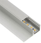 ANRO LED Profile ALP-047 Ezüst - Burkolatba süllyeszthető, oldalfali alu profil LED szalaghoz (Opál búrával) (LP313F - LP-UNICOV3-MLK)