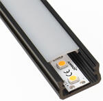 Lumines Type-A Fekete - Alumínium U profil LED szalagos világításhoz (Félig átlátszó búrával) (LUMINES-A2-CZ / LUMINESB-K2020-MR)