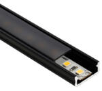 Lumines Type-D Fekete - Alumínium U profil LED szalagos világításhoz 16x6 mm (Fekete PMMA búrával) (LUMINES-D2-CZ + LUMINESB2-K2020-PMCZ PMMA)