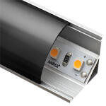 ANRO LED Profile ALP-006 Ezüst - Alumínium sarok profil LED szalaghoz, íves (Fekete búrával) (LP202/LP203 - LP202-BLACKC)