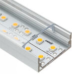ANRO LED Profile ALP-004 Ezüst - Alumínium U profil LED szalaghoz (Átlátszó búrával) (LP103 - LP-UNICOV2-TRA)