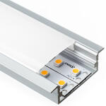 ANRO LED Profile ALP-011 Ezüst - Süllyeszthető alu profil LED szalaghoz (Opál búrával) (LP303 - LP-UNICOV2-MLK)