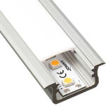 Lumines Type-B Ezüst - Alumínium süllyeszthető U profil LED szalaghoz (Opál búrával) (LUMINES-B2-S + LUMINESB2-K2020-ML (2,02m/pcs))