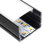 ANRO LED Profile ALP-008 Fekete - Alumínium U profil LED szalaghoz (Opál búrával) (LP107B - LP107-MILKC)