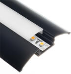 ANRO LED Profile ALP-021 Fekete - Alumínium burkolatváltó profil LED szalaghoz (Opál búrával) (LP104B - LP-UNICOV1-MLK)