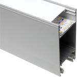 Lumines DULIO Ezüst - Függeszthető aluminium LED profil LED szalagos lámpa készítéséhez (Opál búrával) (LUMINES DULIO2-S + LUMINESW-K2020-ML + LUMINESD-K2020-PMML (2,02 m))